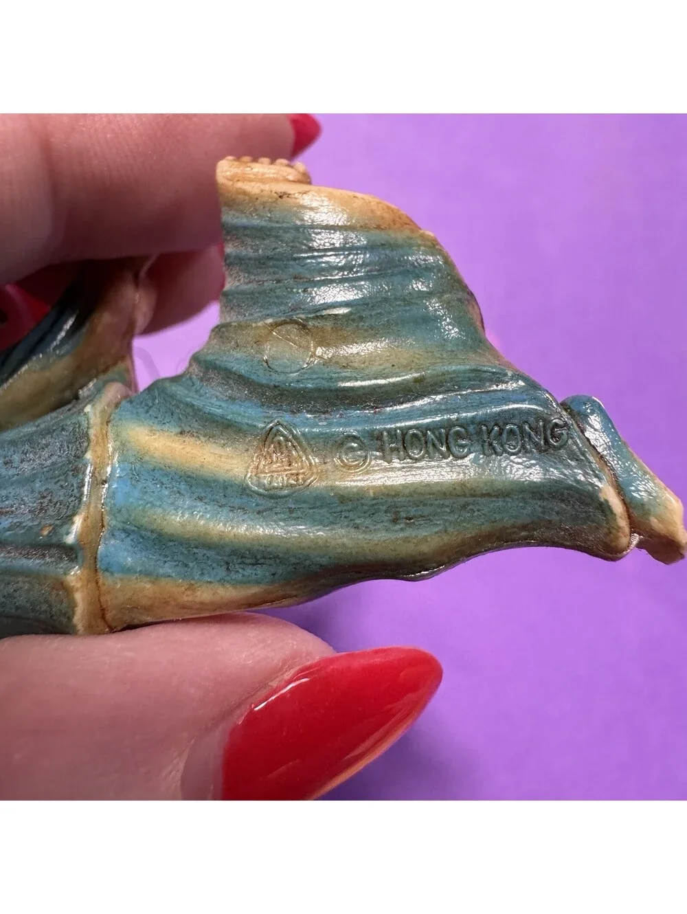 Old Hong Kong Vintage Angel Ornament Gloria Blue Gold Plastic MCM Christmas Tree